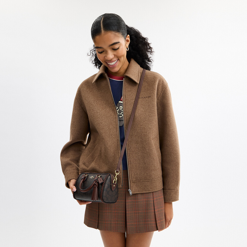 Coach Outlet Mini Rowan Crossbody Bag In Signature Canvas With Fringe - Picture 3 of 5